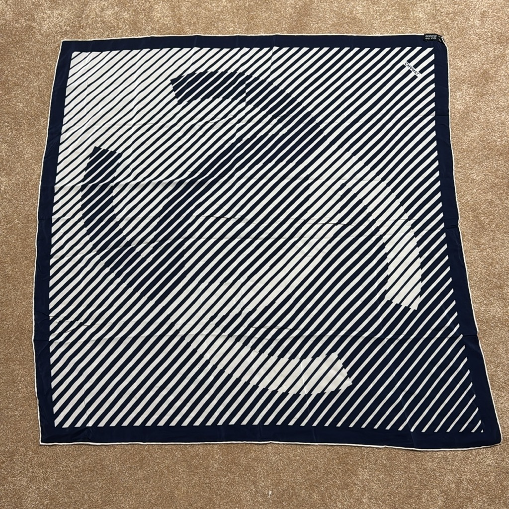 Chanel Navy And White Silk Scarf Chanel Navy And White Silk Scarf